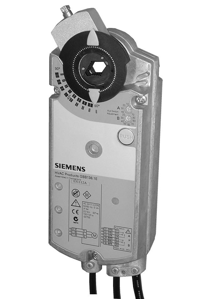 Электропривод Siemens GIB331.1E, 3-х позиционный, 230В AC, 35НМ, 150 сек