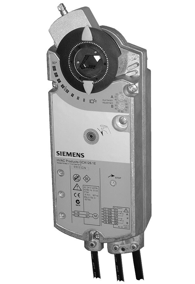Электропривод Siemens GCA321.1E, 2-х позиционный, 230В АС, 18НМ, возвратная пружина, 90/15 сек